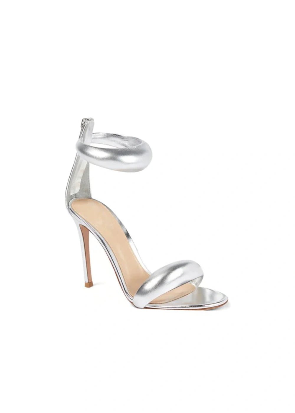 Stylish Black and Gold Leather High Heels & Versatile Gold Sandals Heels with Ankle Strap Open Toe for Every Fashion Moment - Silver - PromDressClub