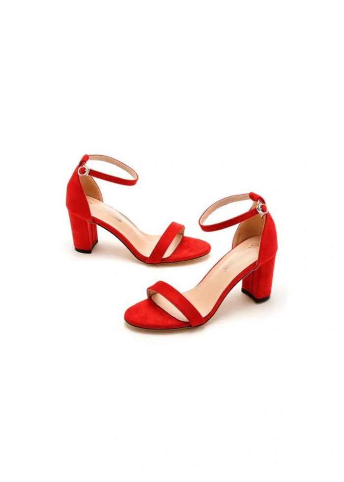 Stylish Chunky Heel Sandals – Elevate Your Wardrobe with Black, Red & Champagne Sandals Heel Shoes - Red - PromDressClub