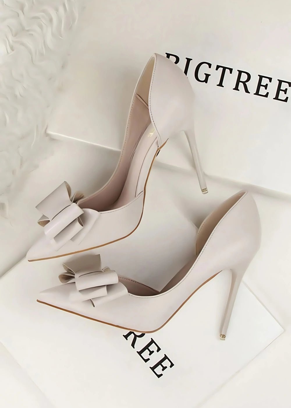 Stylish Light Blue and Pink High Heels Prom Shoes with Bow Detail – Perfect for Every Elegant Occasion! - Grey - PromDressClub