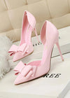 Stylish Light Blue and Pink High Heels Prom Shoes with Bow Detail – Perfect for Every Elegant Occasion! Color Pink