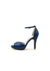 Stylish Navy Blue Satin High Heels Metallic Open Toe – Elevate Your Look with Stunning Colors! Color Navy Blue