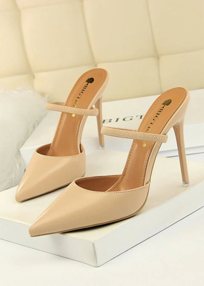 Stylish Women White Sandals: Elevate Your Look with Pointed Toe Sandals - Apricot - PromDressClub