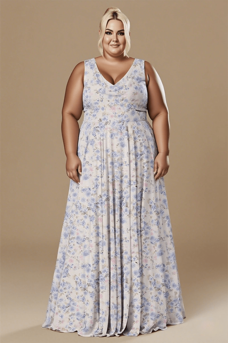 Sweetest Admirer Blue and White Floral Bridesmaid Dress Garden Weddings - Blue Floral - PromDressClub