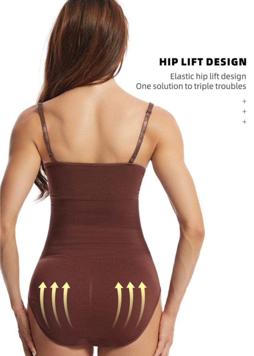 Ultimate Best Shapewear for Back Fat Smoothing and Booty Lifting in Black and Neutral - Brown - PromDressClub