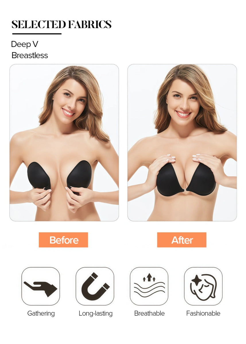 Ultra - Comfortable Silicone Bras Black and Nude Essentials for Effortless Style - Black - PromDressClub