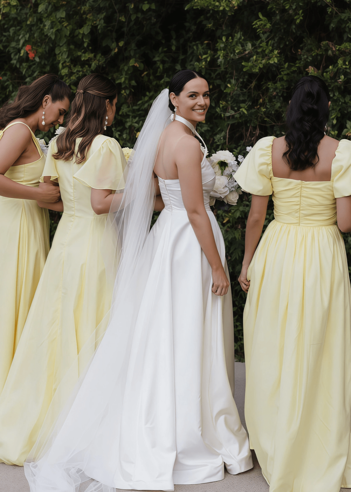 Veromca | Exquisite A Line Yellow Satin Maxi Bridesmaid Dress with Slit - Yellow - PROMDRESS Club