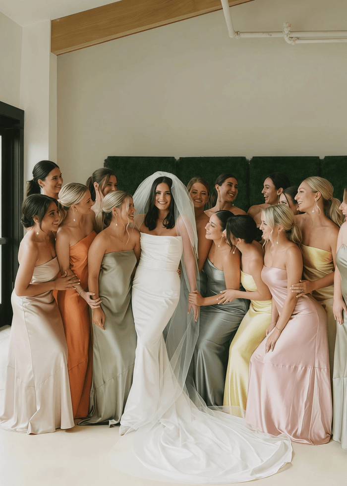 Winifred | Simple Strapless Grey Blue Silk Satin Maxi Bridesmaid Dress with Backless - Price #price_variant_lowest# - Grey Blue - PromDressClub